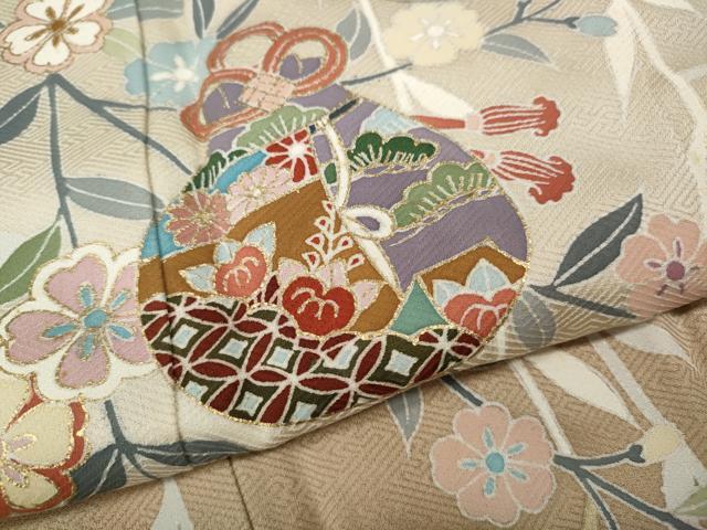 平和屋着物●訪問着　仕覆枝花文　暈し染め　金彩　正絹　逸品　CABE6900ut 平和屋着物○訪問着 仕覆枝花文 暈し染め 金彩 正絹 逸品 CABE6900utの