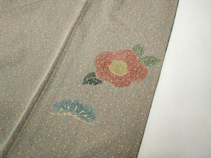 平和屋着物●訪問着　枝椿松花文　たたき染め　金彩　正絹　逸品　CABE6902ut