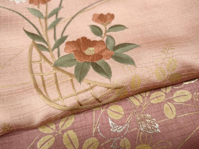 平和屋着物●訪問着　刺繍　花籠文　暈し染め　金銀彩　三越扱い　ロング丈　正絹　逸品　CABE6904ut 平和屋着物□訪問着 花籠文 暈し染め 金銀彩 正絹 逸品 AABI4035sxの