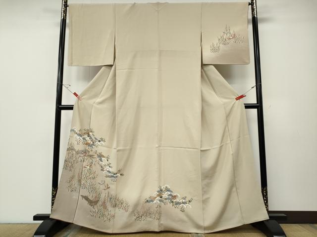 平和屋着物●訪問着　船飛鳥草花文　暈し染め　金彩　三越扱い　正絹　逸品　CABE6905ut