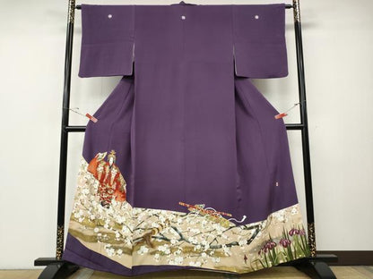 平和屋着物●京友禅作家　倉田泰波　色留袖　能舞　尾長鳥花文　金彩　正絹　逸品　CABE6906ut