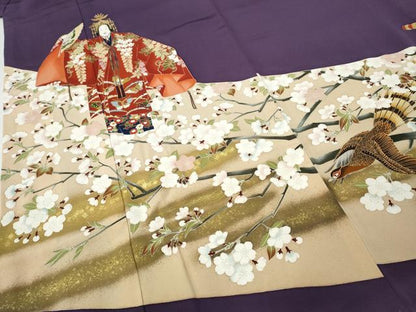 平和屋着物●京友禅作家　倉田泰波　色留袖　能舞　尾長鳥花文　金彩　正絹　逸品　CABE6906ut