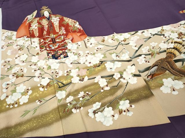 平和屋着物●京友禅作家　倉田泰波　色留袖　能舞　尾長鳥花文　金彩　正絹　逸品　CABE6906ut