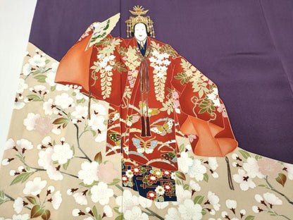 平和屋着物●京友禅作家　倉田泰波　色留袖　能舞　尾長鳥花文　金彩　正絹　逸品　CABE6906ut