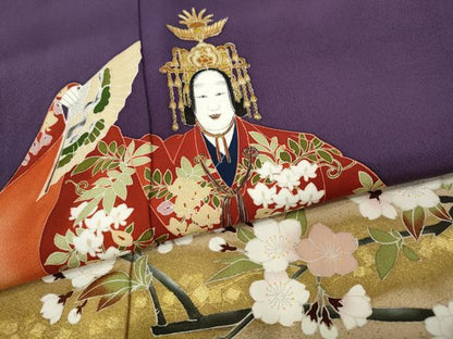 平和屋着物●京友禅作家　倉田泰波　色留袖　能舞　尾長鳥花文　金彩　正絹　逸品　CABE6906ut