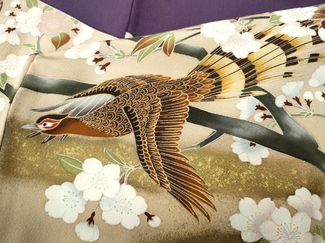 平和屋着物●京友禅作家　倉田泰波　色留袖　能舞　尾長鳥花文　金彩　正絹　逸品　CABE6906ut