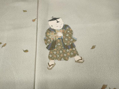 平和屋着物●訪問着　童子遊び　冊子舞葉文　暈し染め　金彩　正絹　逸品　CABE6907ut