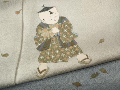 平和屋着物●訪問着　童子遊び　冊子舞葉文　暈し染め　金彩　正絹　逸品　CABE6907ut