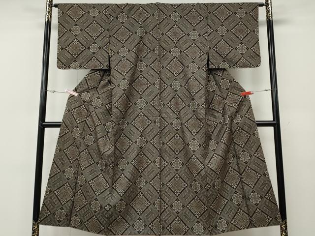 平和屋着物●本場大島紬　龍郷絣　菱花文　正絹　逸品　CABE6910ut
