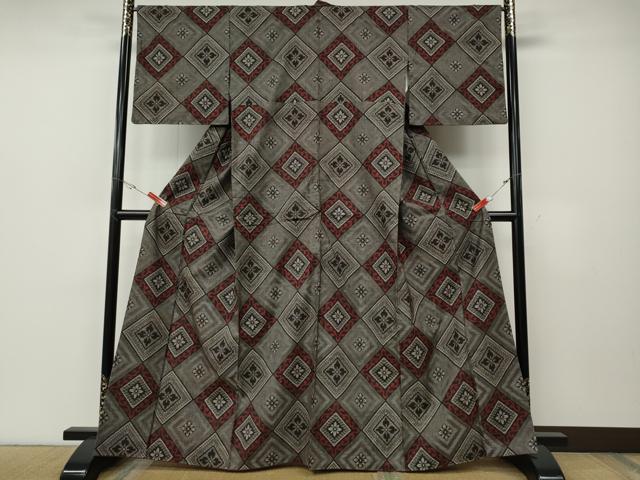 平和屋着物●本場大島紬　龍郷絣　菱花文　正絹　逸品　CABE6911ut