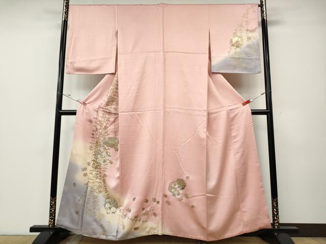平和屋着物●訪問着　駒刺繍　雪輪花文　金彩　やまと誂製　正絹　逸品　CABE6914ut