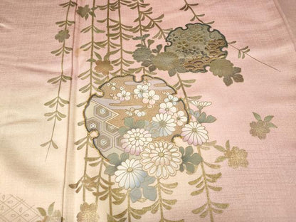 平和屋着物●訪問着　駒刺繍　雪輪花文　金彩　やまと誂製　正絹　逸品　CABE6914ut