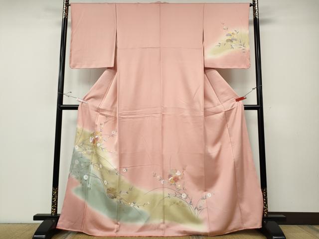 平和屋着物●訪問着　駒刺繍　雪輪草花文　暈し染め　金彩　正絹　逸品　CABE6916ut