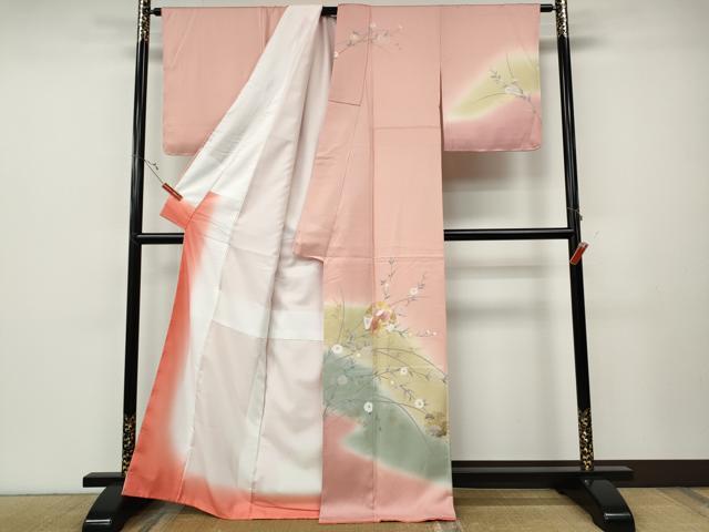 平和屋着物●訪問着　駒刺繍　雪輪草花文　暈し染め　金彩　正絹　逸品　CABE6916ut