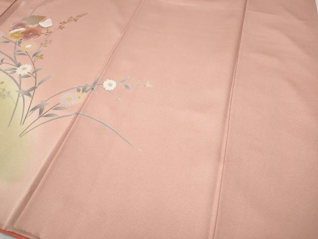 平和屋着物●訪問着　駒刺繍　雪輪草花文　暈し染め　金彩　正絹　逸品　CABE6916ut