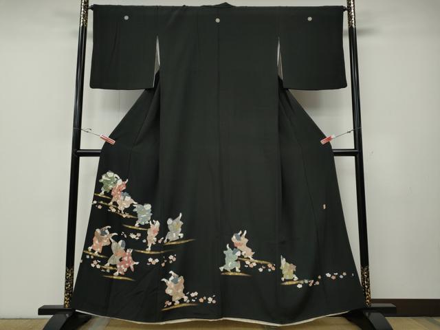 平和屋着物●豪華黒留袖　作家物　童子遊び　金彩　正絹　逸品　CABE6919ut