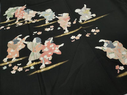 平和屋着物●豪華黒留袖　作家物　童子遊び　金彩　正絹　逸品　CABE6919ut