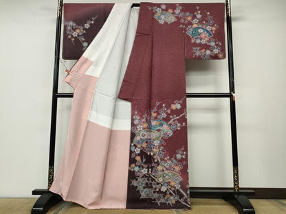 平和屋着物●訪問着　地紙枝花文　暈し染め　正絹　逸品　未使用　CABE6920ut