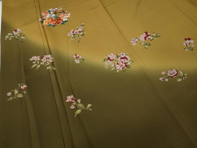 平和屋着物●豪華振袖　手描き　駒刺繍　草花丸文　暈し染め　金彩　正絹　逸品　CABE6921ut