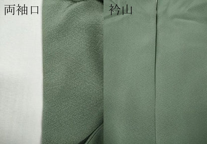 平和屋着物●色留訪問着　鶴草花文　錆青磁色　正絹　逸品　CABE6922ut