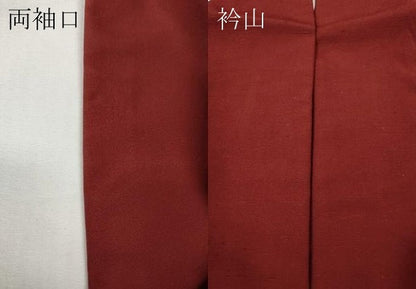 平和屋着物●結城紬　赤紅色　正絹　逸品　CABE6923ut