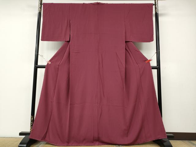 平和屋着物●上質な色無地　作家物　中紅色　正絹　逸品　未使用　CABE6924ut