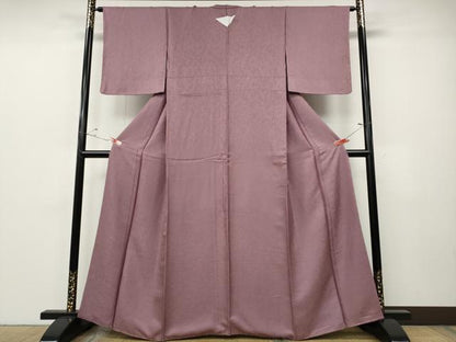平和屋着物●上質な色無地　南天地紋　二藍色　正絹　逸品　未使用　CABE6926ut