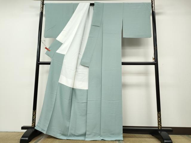平和屋着物●上質な色無地　秘色色　正絹　逸品　CABE6929ut
