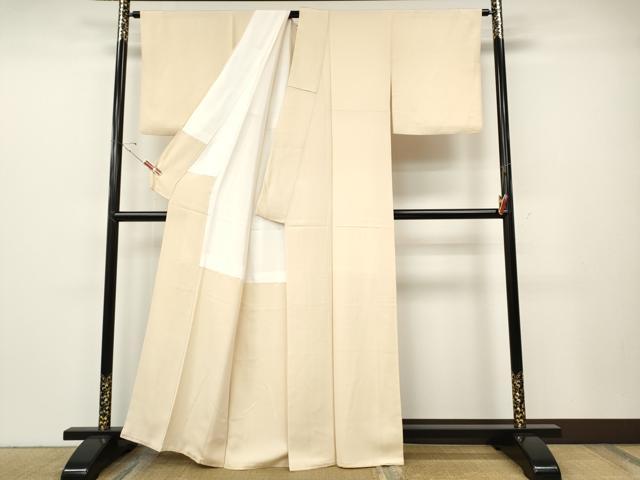 平和屋着物●上質な色無地　薄卵色　正絹　逸品　CABE6930ut