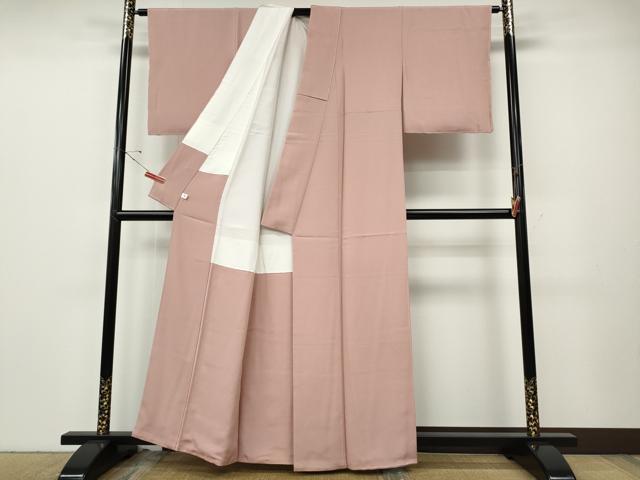 平和屋着物●上質な色無地　珊瑚色　正絹　逸品　未使用　CABE6932ut