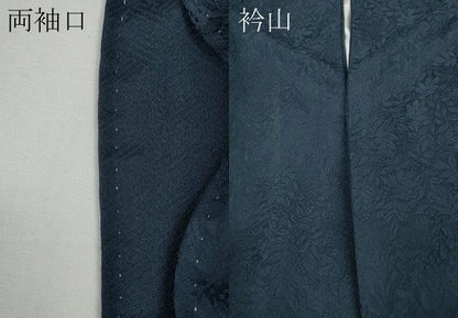 平和屋着物●上質な色無地　南天地紋　濃藍色　正絹　逸品　CABE6933ut