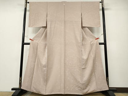 平和屋着物●上質な色無地　流水草花地紋　枯野色　正絹　逸品　CABE6937ut