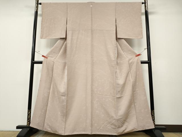 平和屋着物●上質な色無地　流水草花地紋　枯野色　正絹　逸品　CABE6937ut