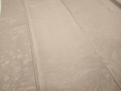 平和屋着物●上質な色無地　流水草花地紋　枯野色　正絹　逸品　CABE6937ut