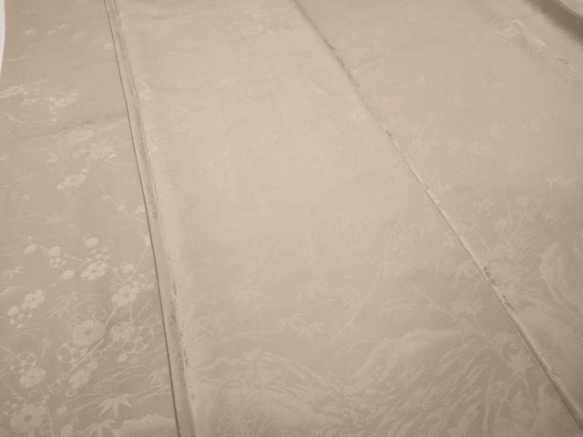 平和屋着物●上質な色無地　流水草花地紋　枯野色　正絹　逸品　CABE6937ut