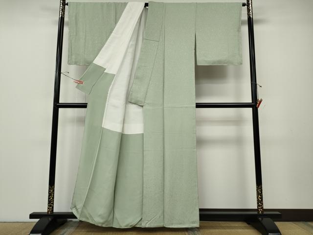 平和屋着物●上質な色無地　吉祥地紋　青磁鼠色　正絹　逸品　未使用　CABE6938ut