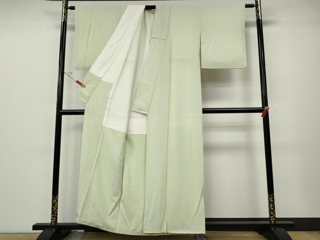 平和屋着物●上質な色無地　白緑色　正絹　逸品　CABE6942ut