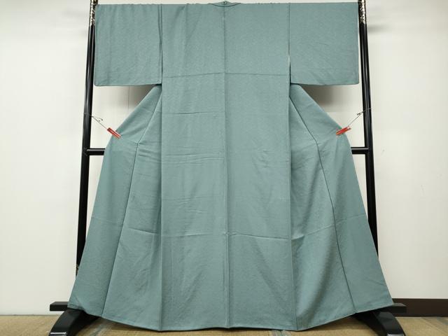 平和屋着物●上質な色無地　花菱地紋　浅縹色　正絹　逸品　CABE6943ut