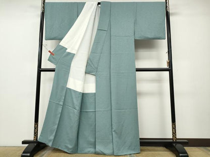 平和屋着物●上質な色無地　花菱地紋　浅縹色　正絹　逸品　CABE6943ut