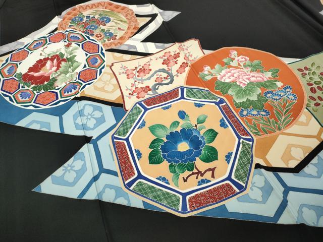 平和屋着物●本加賀友禅作家　鶴見保次　黒留袖　絵皿吉祥花文　正絹　逸品　CABE6949ut
