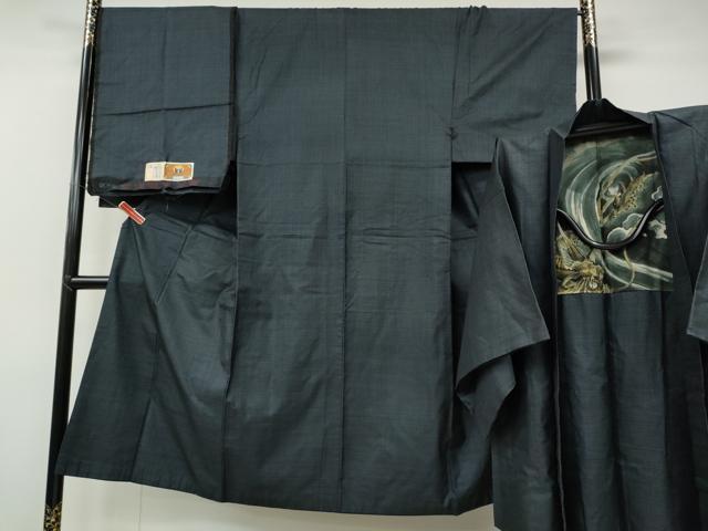 平和屋着物●男性　本場大島紬　アンサンブル　100亀甲　総詰め　証紙付き　正絹　逸品　CABE6952ut