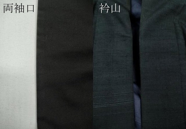 平和屋着物●男性　紬　アンサンブル　藍鉄色　正絹　逸品　CABE6954ut