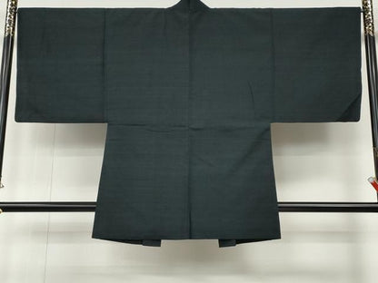 平和屋着物●男性　紬　アンサンブル　藍鉄色　正絹　逸品　CABE6954ut