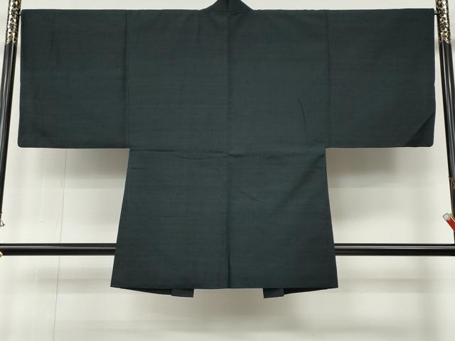 平和屋着物●男性　紬　アンサンブル　藍鉄色　正絹　逸品　CABE6954ut
