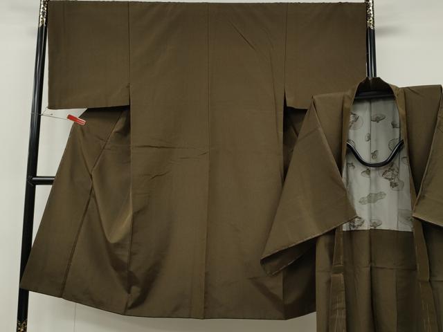 平和屋着物●男性　薩摩結城　アンサンブル　路考茶色　正絹　逸品　未使用　CABE6955ut