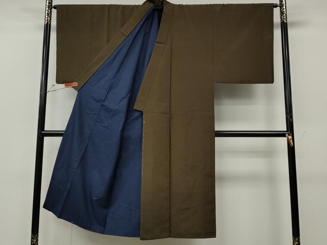 平和屋着物●男性　薩摩結城　アンサンブル　路考茶色　正絹　逸品　未使用　CABE6955ut