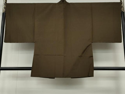 平和屋着物●男性　薩摩結城　アンサンブル　路考茶色　正絹　逸品　未使用　CABE6955ut