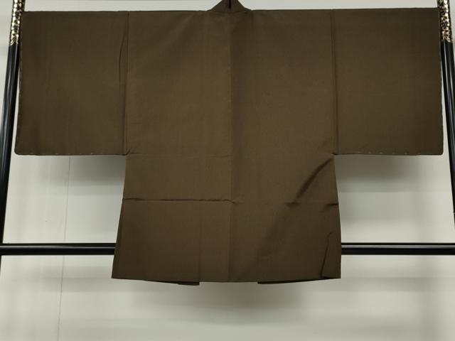 平和屋着物●男性　薩摩結城　アンサンブル　路考茶色　正絹　逸品　未使用　CABE6955ut