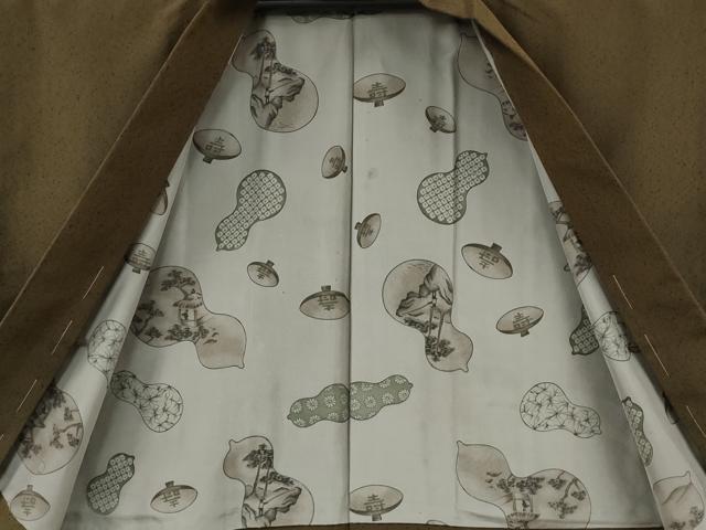 平和屋着物●男性　薩摩結城　アンサンブル　路考茶色　正絹　逸品　未使用　CABE6955ut