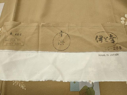 平和屋着物●訪問着　手描き　短冊流水草花文　伊と幸　反端付き　正絹　逸品　CABE6957ut